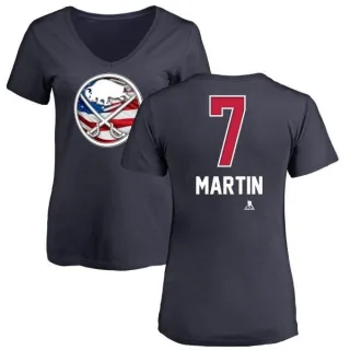 Rick Martin Women's Buffalo Sabres Name and Number Banner Wave V-Neck T-Shirt - Navy