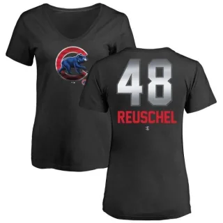 Rick Reuschel Women's Chicago Cubs Midnight Mascot V-Neck T-Shirt - Black