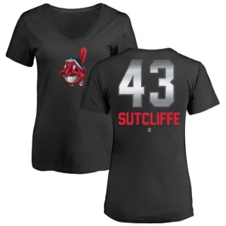 Rick Sutcliffe Women's Cleveland Indians Midnight Mascot V-Neck T-Shirt - Black