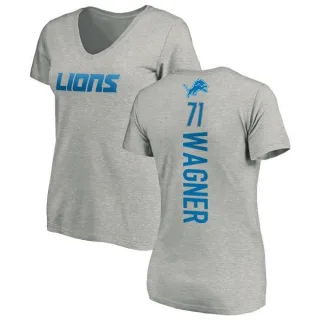 Rick Wagner Women's Detroit Lions Backer V-Neck T-Shirt - Ash