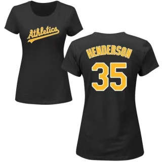 Rickey Henderson Women's Oakland Athletics Name & Number T-Shirt - Black