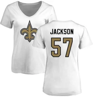 Rickey Jackson Women's New Orleans Saints Name & Number Logo Slim Fit T-Shirt - White