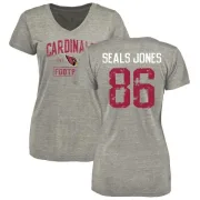 Ricky Seals-Jones Women's Arizona Cardinals Heather Gray Distressed Name & Number Tri-Blend V-Neck T-Shirt