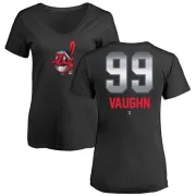 Ricky Wild Thing Vaughn Women's Cleveland Indians Midnight Mascot V-Neck T-Shirt - Black