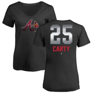 Rico Carty Women's Atlanta Braves Midnight Mascot V-Neck T-Shirt - Black