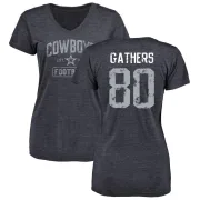 Rico Gathers Women's Dallas Cowboys Distressed Name & Number Tri-Blend V-Neck T-Shirt - Navy