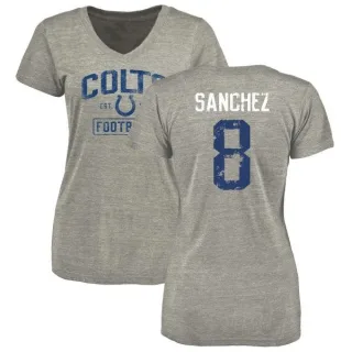 Rigoberto Sanchez Women's Indianapolis Colts Heather Gray Distressed Name & Number Tri-Blend V-Neck T-Shirt