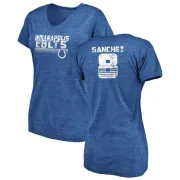 Rigoberto Sanchez Women's Indianapolis Colts Retro Tri-Blend V-Neck T-Shirt - Royal