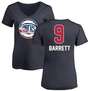 RJ Barrett Women's New York Knicks Navy Name and Number Banner Wave V-Neck T-Shirt