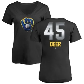 Rob Deer Women's Milwaukee Brewers Midnight Mascot V-Neck T-Shirt - Black