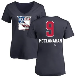 Rob Mcclanahan Women's New York Rangers Name and Number Banner Wave V-Neck T-Shirt - Navy