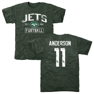 Robby Anderson New York Jets Green Distressed Name & Number Tri-Blend T-Shirt