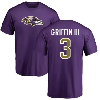 Robert Griffin III Baltimore Ravens Name & Number Logo T-Shirt - Purple