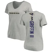 Robert Griffin III Women's Baltimore Ravens Backer V-Neck T-Shirt - Ash