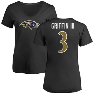 Robert Griffin III Women's Baltimore Ravens Name & Number Logo Slim Fit T-Shirt - Black