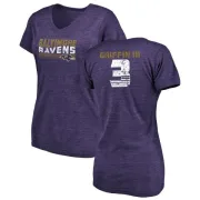 Robert Griffin III Women's Baltimore Ravens Retro Tri-Blend V-Neck T-Shirt - Purple