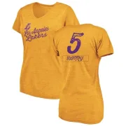 Robert Horry Women's Los Angeles Lakers Gold Sideline Tri-Blend V-Neck T-Shirt