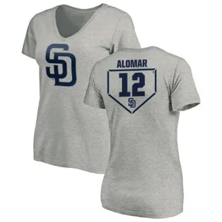 Roberto Alomar Women's San Diego Padres RBI Slim Fit V-Neck T-Shirt - Heathered Gray