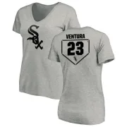 Robin Ventura Women's Chicago White Sox RBI Slim Fit V-Neck T-Shirt - Heathered Gray