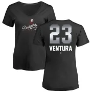 Robin Ventura Women's Los Angeles Dodgers Midnight Mascot V-Neck T-Shirt - Black