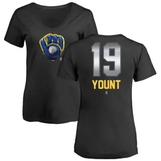 Robin Yount Women's Milwaukee Brewers Midnight Mascot V-Neck T-Shirt - Black