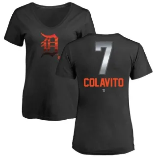 Rocky Colavito Women's Detroit Tigers Midnight Mascot V-Neck T-Shirt - Black