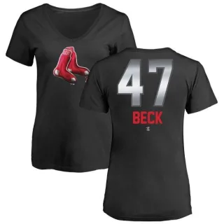 Rod Beck Women's Boston Red Sox Midnight Mascot V-Neck T-Shirt - Black