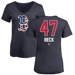 Rod Beck Women's Boston Red Sox Name and Number Banner Wave V-Neck T-Shirt - Navy