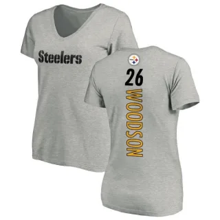 Rod Woodson Women's Pittsburgh Steelers Backer V-Neck T-Shirt - Ash