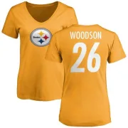 Rod Woodson Women's Pittsburgh Steelers Name & Number Logo Slim Fit T-Shirt - Gold