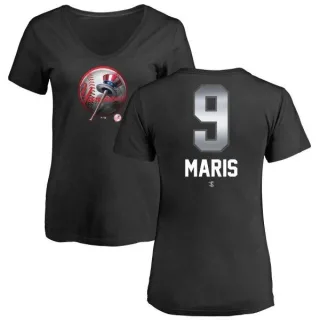 Roger Maris Women's New York Yankees Midnight Mascot V-Neck T-Shirt - Black