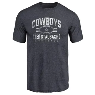 Roger Staubach Dallas Cowboys Flanker Tri-Blend T-Shirt - Navy