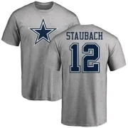 Roger Staubach Dallas Cowboys Name & Number Logo T-Shirt - Ash