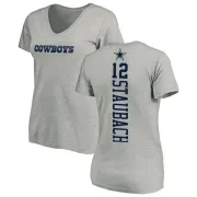 Roger Staubach Women's Dallas Cowboys Backer Slim Fit T-Shirt - Ash