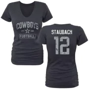 Roger Staubach Women's Dallas Cowboys Name & Number Tri-Blend T-Shirt - Navy