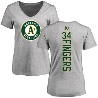 Rollie Fingers Women's Oakland Athletics Backer Slim Fit T-Shirt - Ash