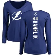 Roman Hamrlik Women's Tampa Bay Lightning Backer V-Neck Long-Sleeve T-Shirt - Royal