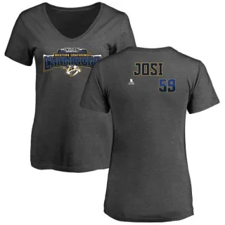 Roman Josi Women's Nashville Predators 2017 Western Conference Champions Name & Number V-Neck T-Shirt - Heather Gray