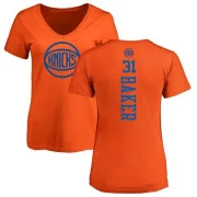 Ron Baker Women's New York Knicks Orange One Color Backer Slim-Fit V-Neck T-Shirt