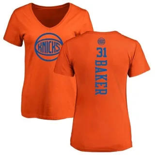 Ron Baker Women's New York Knicks Orange One Color Backer Slim-Fit V-Neck T-Shirt