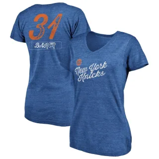 Ron Baker Women's New York Knicks Royal Sideline Tri-Blend V-Neck T-Shirt