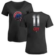 Ron Cey Women's Chicago Cubs Midnight Mascot V-Neck T-Shirt - Black