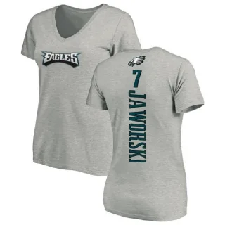 Ron Jaworski Women's Philadelphia Eagles Backer V-Neck T-Shirt - Ash