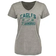 Ron Jaworski Women's Philadelphia Eagles Flanker Tri-Blend T-Shirt - Heathered Gray