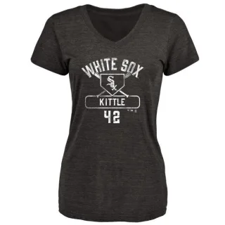 Ron Kittle Women's Chicago White Sox Base Runner Tri-Blend T-Shirt - Black