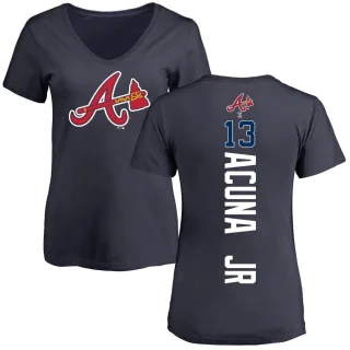 Ronald Acuna Women's Atlanta Braves Backer Slim Fit T-Shirt - Navy