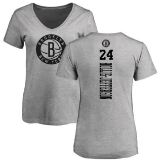 Rondae Hollis-Jefferson Women's Brooklyn Nets Heathered Gray One Color Backer Slim-Fit V-Neck T-Shirt