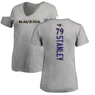 Ronnie Stanley Women's Baltimore Ravens Backer V-Neck T-Shirt - Ash