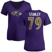 Ronnie Stanley Women's Baltimore Ravens Name & Number Logo V-Neck T-Shirt - Purple