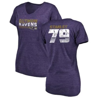 Ronnie Stanley Women's Baltimore Ravens Retro Tri-Blend V-Neck T-Shirt - Purple